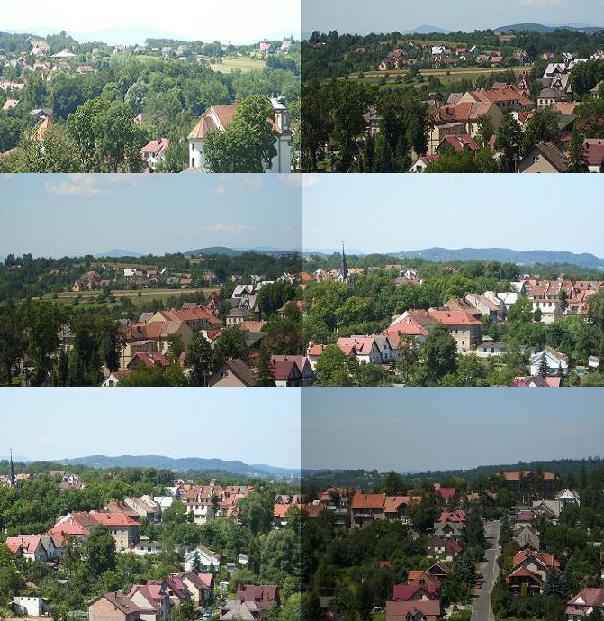 3. Wiśnicz - panorama miasta i Beskidu Wyspowego z balkonu na zamku.JPG