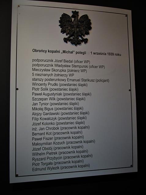 Obrońcy kopalni Michał - tablica z Muzeum Miejskiego.jpg